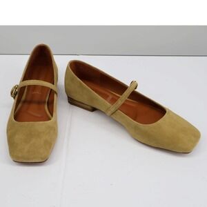 Franco Sarto L-Tinsley Brown Suede Mary Jane Flats Square Toe Strap 5.5M